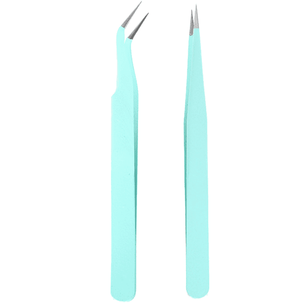 Juego de pinzas de precisión, de punta inclinada y puntiaguda, para cejas, de acero inoxidable, para vellos encarnados y astillas de vello facial.