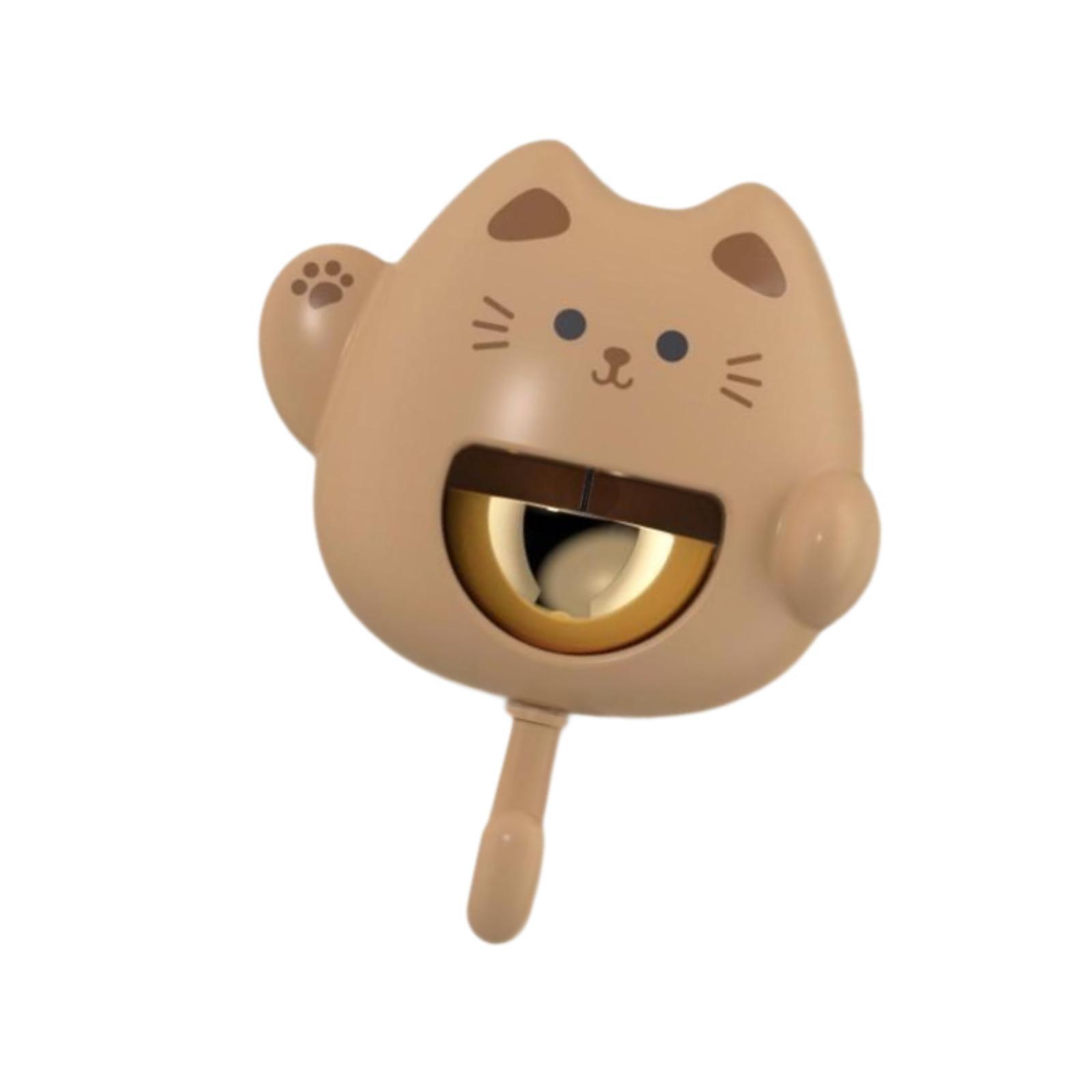 Magideal - Timbre De Comerciante Para Abrir La Puerta, Decoración De Dopamina, Decoración De Entrada, Timbre De Puerta De Gato De Dibujos Animados, De Bienvenida Marrón