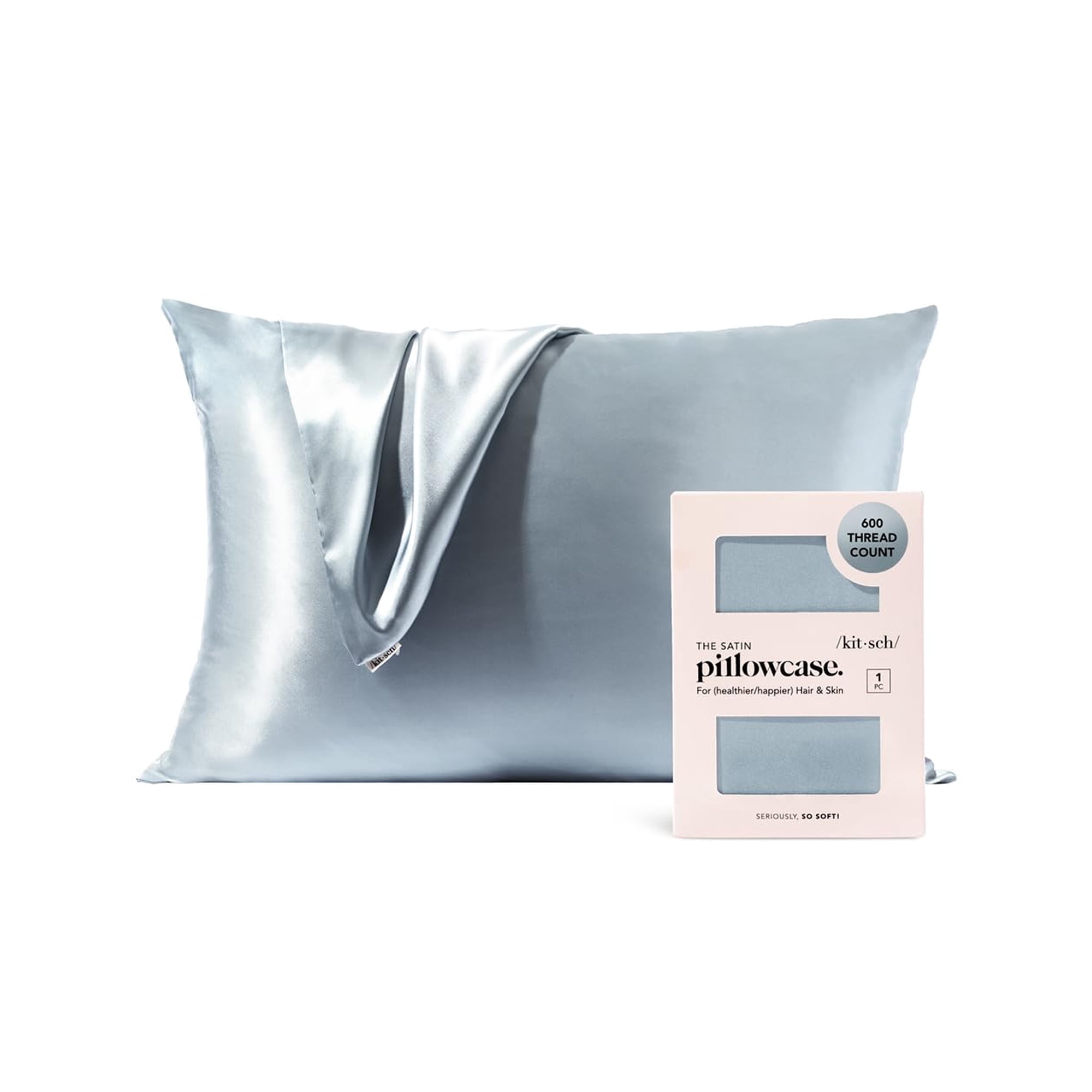 Kitsch - Funda De Almohada Satin Haze Blue Queen Tamaño 50 X 66 Cm Paquete De 2