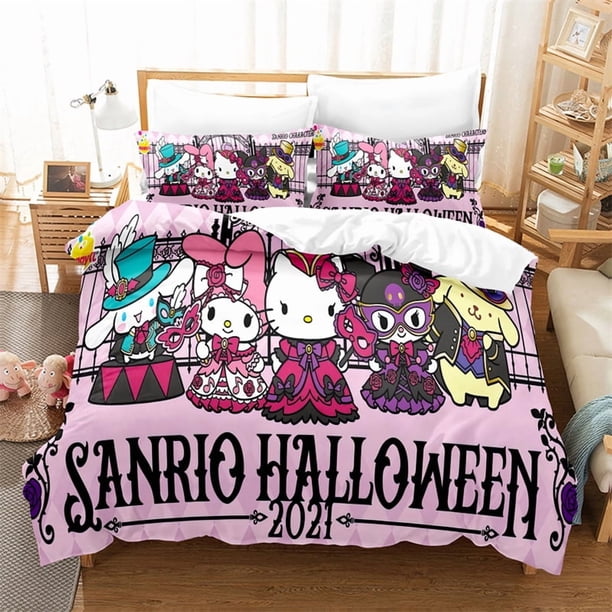 Duvet Cover Cartoon Style Digital Printing Hello Kitty Pudding Dog Duvet Cover Bedding Three-piece Set