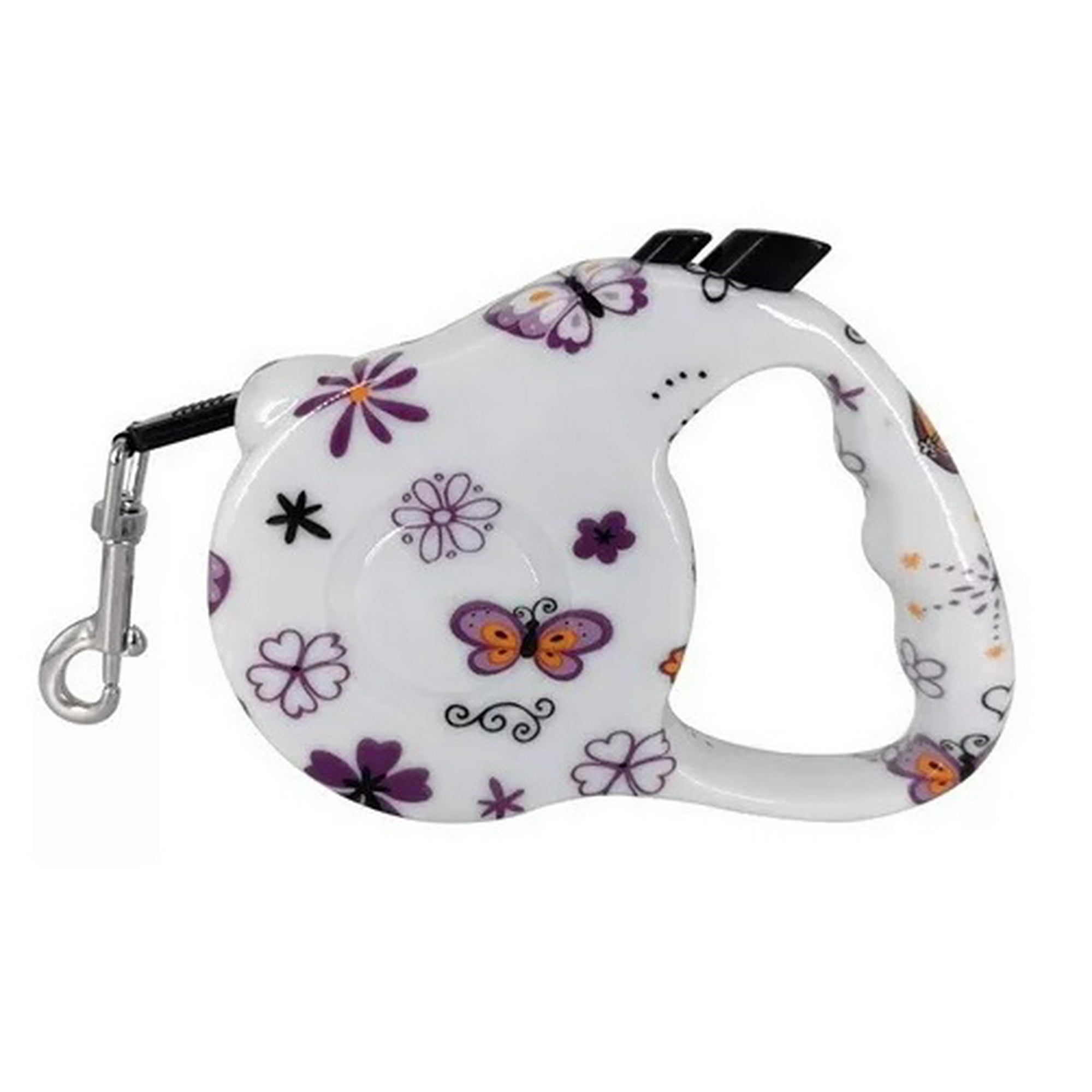Defensor - Correa Retráctil, Con Botón De Frenado, Perros Mascotas 3mts Diseño De Mariposas