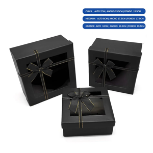 Genérico - Caja Cuadrada Triple Ventan Negro X1 Uni