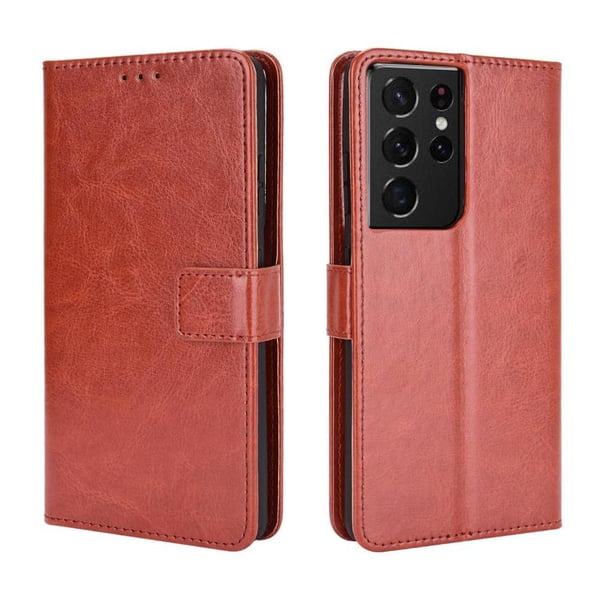 Funda tipo libro para Samsung Galaxy S21 Ultra 5G, cartera todo‑en‑uno, funda multifuncional con tarjetero y correa de muñeca desmontable