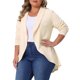 thumbnail image 1 of Agnes Orinda Cárdigan de Punto para Mujer Talla Grande con Solapa, Manga Larga, Frente Abierto, Dobladillo Irregular, Suéter Casual Suave 1X Beige, 1 of 6
