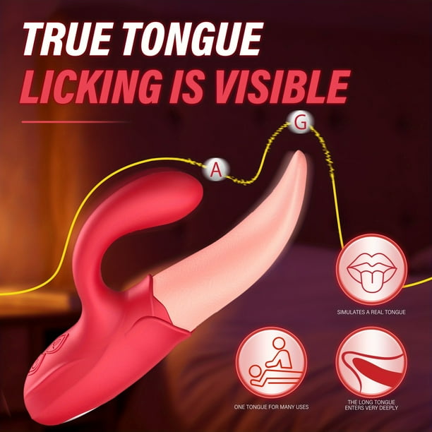1pc Rose Clitoral and G-Spot Vibrator with 10 Tongue Licking and Tapping Nipple Modes - Double Stimulation Sex Toy for Women and Couples