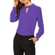 thumbnail image 5 of Blusa con Cuello de Pie y Botón de Ojal Plisado para Mujer INSPIRE CHIC M Púrpura, 5 of 7