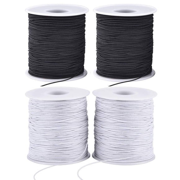 Hilo elástico LUSTEMBER para pulseras de 1 mm, 4 rollos (2 negros y 2 blancos)