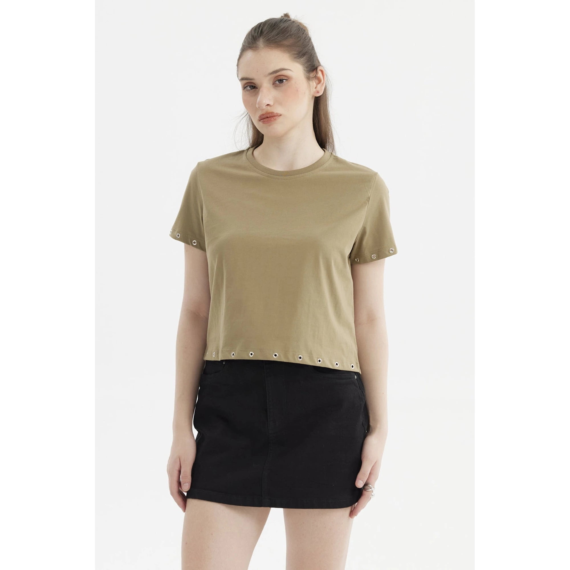 Fashionspark - Polera Mujer Accesorio Metálico Verde Musgo