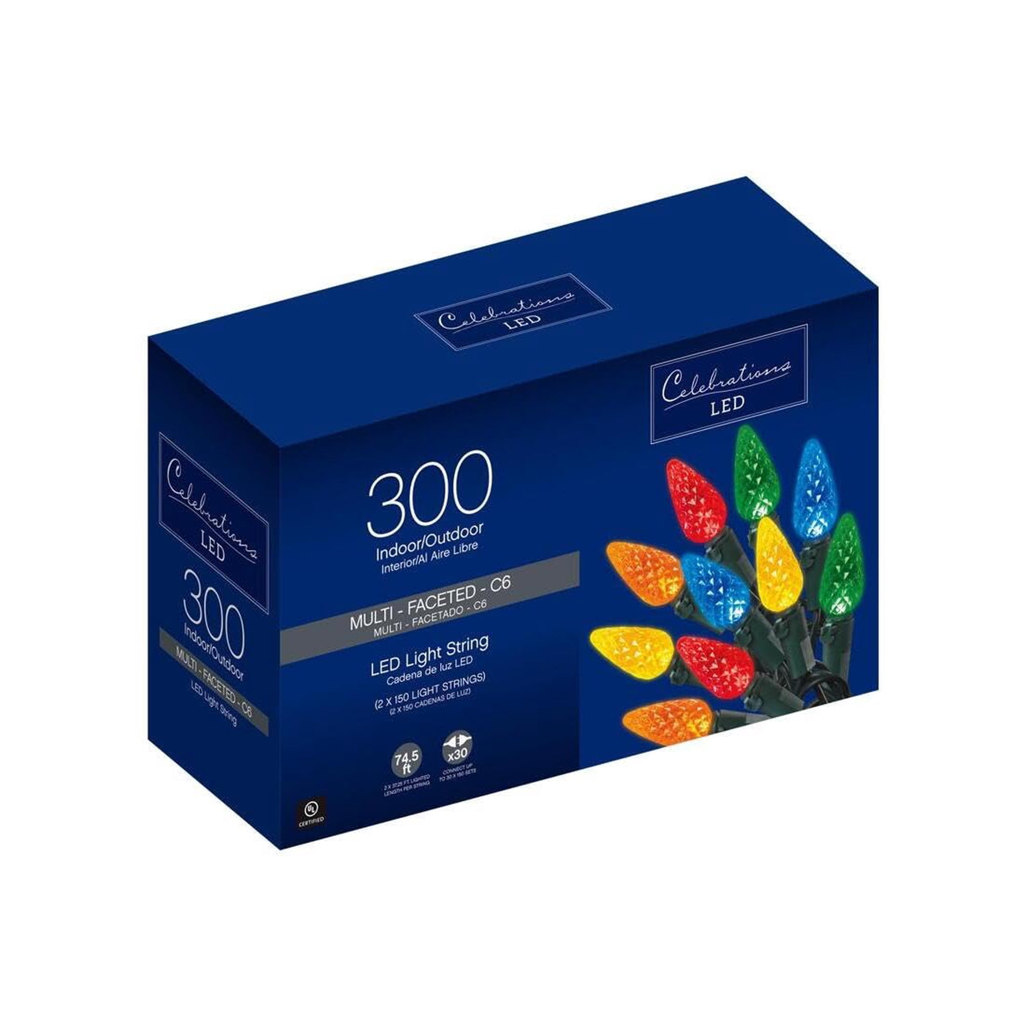 Celebrations - Luces Navideñas Para Celebraciones Led C6 Mlt 300ct Multicolor