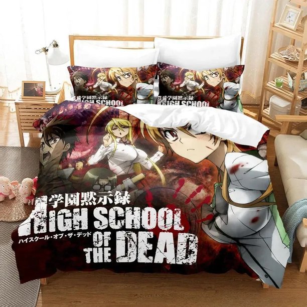 Highschool of the Dead Bedding Set Bed Adult Kid Bedroom Duvetcover Bed Sheet Bed Sheets