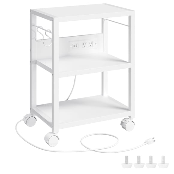 Carro de Impresora MAHANCRIS 42 cm 3 Niveles con Tomacorrientes y USB