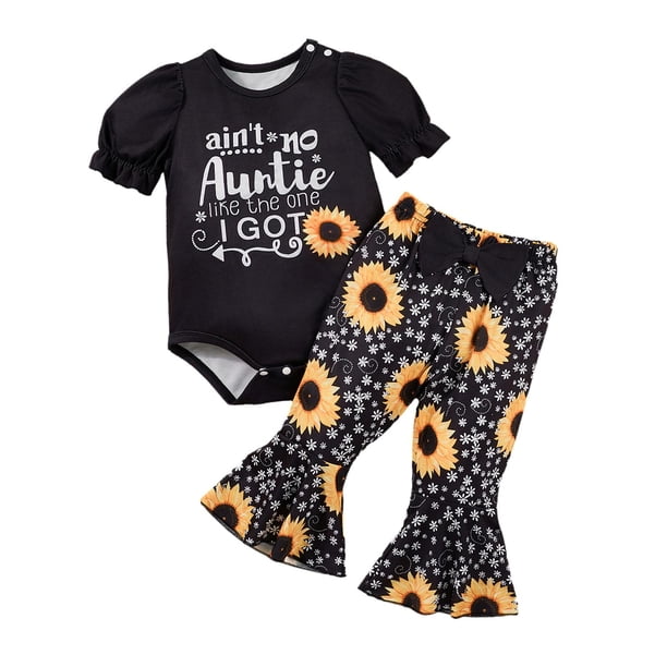 Conjunto de Ropa para Niña, Camisetas, Tops, Pantalones Acampanados, Conjunto Cómodo de Ropa de Verano para Bebé, para Fotografía Y Conjuntos de Vacac 6 a 9 meses