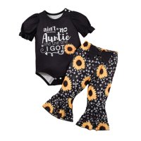 Magideal - Conjunto De Ropa Para Niña, Camisetas, Tops, Pantalones Acampanados, Conjunto Cómodo De Ropa De Verano Para Bebé, Para Fotografía Y Conjuntos De Vacac 6 A 9 Meses