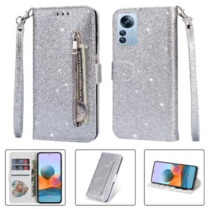 Funda Para Foxdock Elegante Funda Xiaomi 12T Pro/Xiaomi 12T Glitter Con Cremallera-Ideal Para El Uso Diario