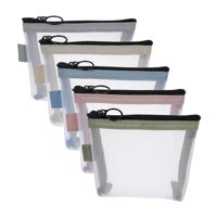 Ioensy - Mini Bolsa De Maquillaje Con Cremallera, 5 Unidades, Lavable, Para Viajes, Camping Y Oficina.