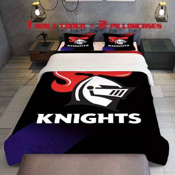 3pcs Knight Themed Bedding Set with Duvet Cover and Pillowcases Multicolor Print