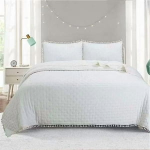 Oem - Cubrecama Y Fundas Con Pompon Dos Plazas Dormitorio 1