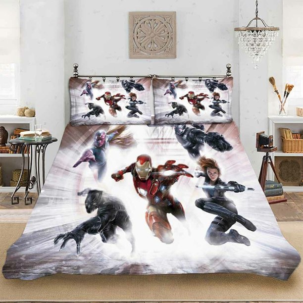 iron man Quilt Duvet Cover Set Pillow case Print3-Piece Bedding Set (1 Duvet Cover + 2 Pillow Shams)
