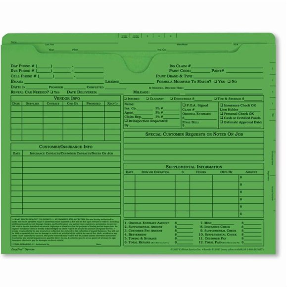 Carpeta de Trabajo AUTO BODY TOOLMART 29 cm Verde (Pack de 25)