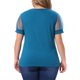 thumbnail image 3 of Agnes Orinda Camiseta de Mujer Talla Grande Manga Corta de Malla Cuello Redondo Blusa Casual Sólida 2025 4X Azul, 3 of 6