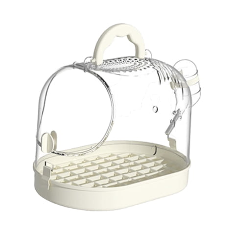 Magideal - Jaula De Viaje Para Pájaros, Jaula Para Loros, Jaula Para Pájaros Con Asa, Transparente, Multiusos, Para Pájaros Pequeños, Periquitos, Cacatúas, Peoní Blanco