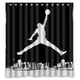 thumbnail image 1 of Cortina de ducha personalizada con diseño de hombre saltando de baloncesto y paisaje colorido, juego de cortina de baño con ganchos, tamaño 66 x 72 pulgadas, 1 of 3