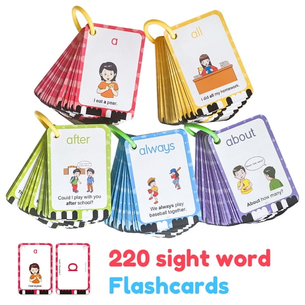 220 Sight Words Cards For Kids Vocabulary Building Montessori Learning Tools, High-frequency Words Flash Cards For Early Childhood Education Home School Training Aids Toys