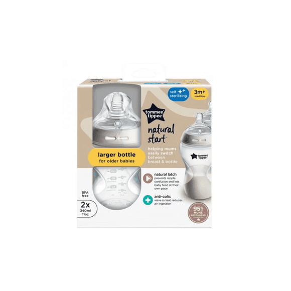 Set 2 Mamaderas 340ml Natural Start 3 Meses+