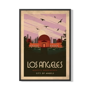 Creango - Cuadro Poster Enmarcado Los Angeles Observatorio Griffith Decorativo
