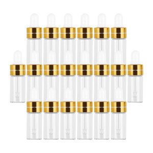 Ioensy - 20 Piezas Botellas Cuentagotas De Vidrio Vacías Contenedores Para Aceites Perfumes Líquidos Oro 3Ml