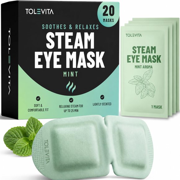 Mascarilla ocular TOLEVITA 20 unidades - Aroma a menta - Desechable y autocalentable