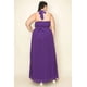 thumbnail image 3 of Vestido Largo De Gasa Plisada Con Ribete Dorado Cuello Y Cinturón Abertura En El Pecho Color Morado (talla Grande Para Mujer), 3 of 3