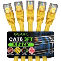Cable Ethernet Gearit Cat 6 (Paquete De 5, 0,9 M/3 Pies), 10 Gbps Rj45, Amarillo
