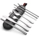thumbnail image 1 of Utensilios portátiles, juego de cubiertos para viajes y camping, 8 piezas que incluye cuchillo, tenedor, cuchara, palillos, cepillo de limpieza y pajitas, estuche portátil, juego de cubiertos de acero, 1 of 7