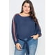 thumbnail image 3 of Top Semitransparente con Nudo Frontal y Mangas con Bloques de Color, Talla Grande 3XL, 3 of 12