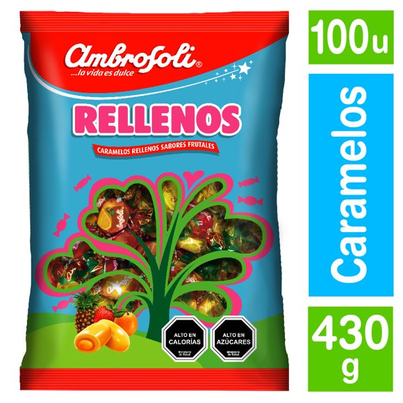 Caramelos Rellenos Sabores Frutales, 430 g