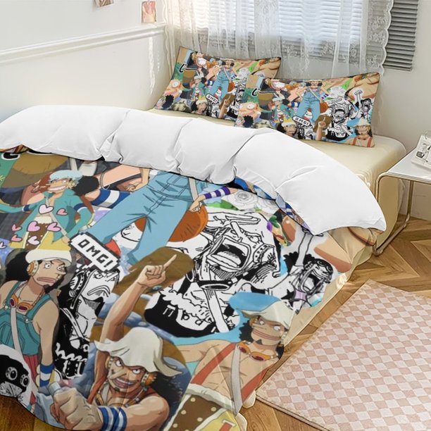 Usopp Bed Duvet Cover Funny Anime Cartoon Bedding Sets Lightweight 3 Piece Comforter Sets