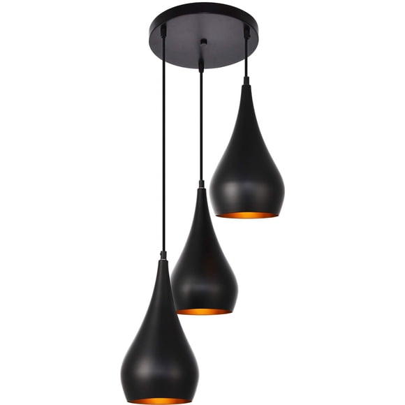 Lámpara Colgante Nora de Elegant Lighting, 3 Luces, Aluminio Negro