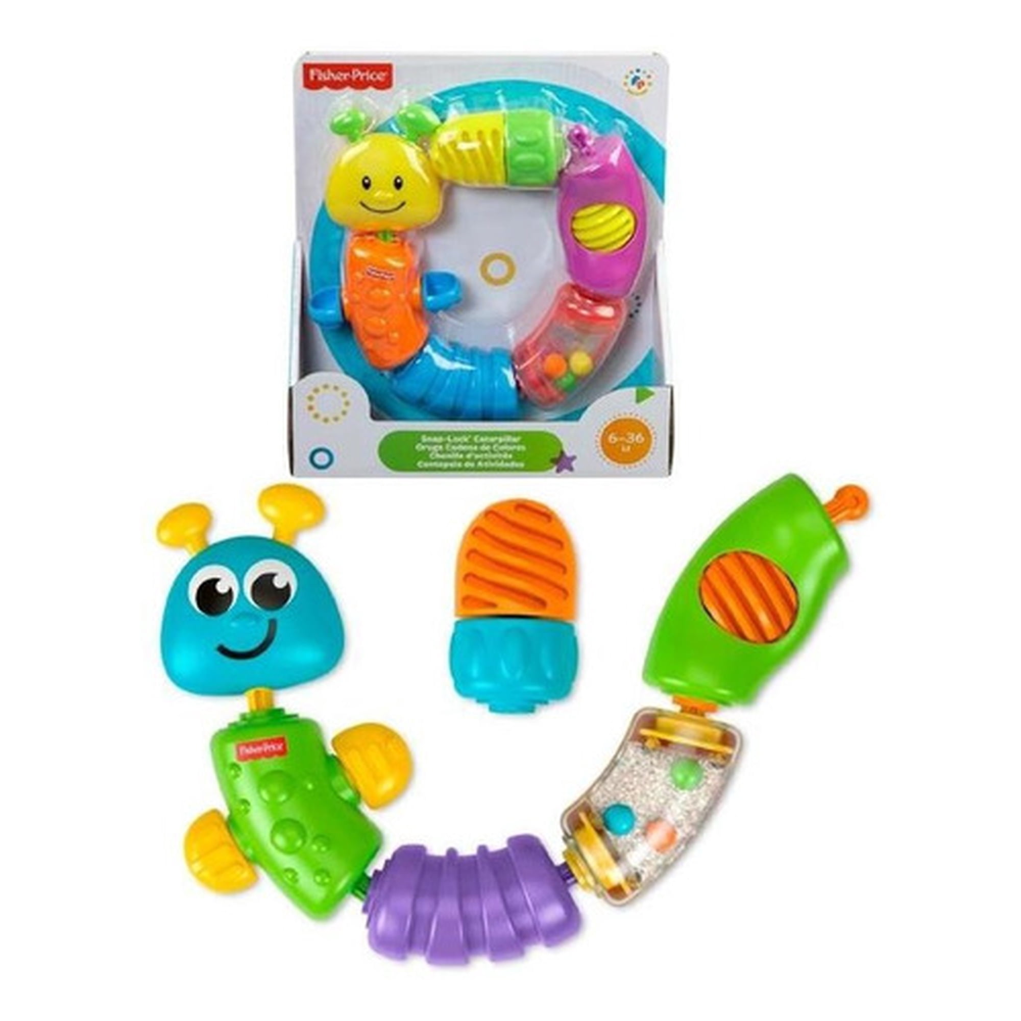 Juguete Para Bebés Fisher-price Oruga Cadena Colores Cuentas Snap-lock 6 Meses+