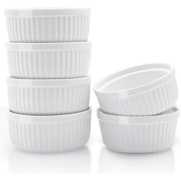 Nuwave 6Pc 8Oz Ceramic Ramekins, 4.3 Wide, 2 Tall, Ivory W