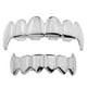 thumbnail image 1 of Parrillas Chapadas En Oro De 18 Quilates Juego De Parrillas De 6 Dientes De Colmillo Halloween Cosplay Plata, 1 of 3