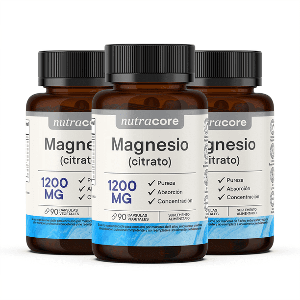 Citrato De Magnesio 270 Cápsulas 1200mg NutraCore (Pack 3x90) | Lider