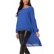 thumbnail image 4 of INSPIRE CHIC Blusas asimétricas de gasa casuales elegantes para mujer con mangas largas de linterna y cuello redondo M Azul Real, 4 of 6