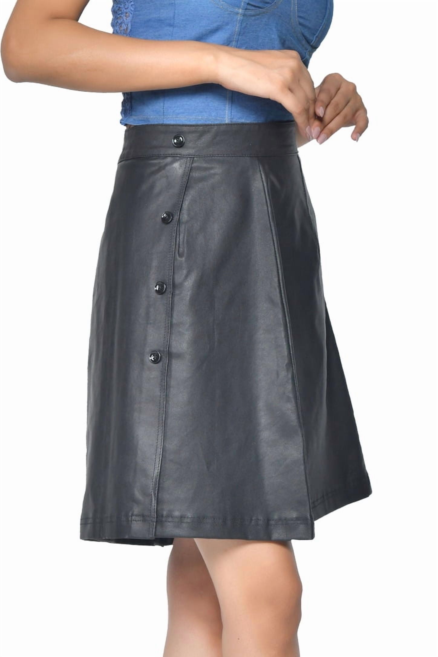 Falda Cuero Sharo Azul Marino