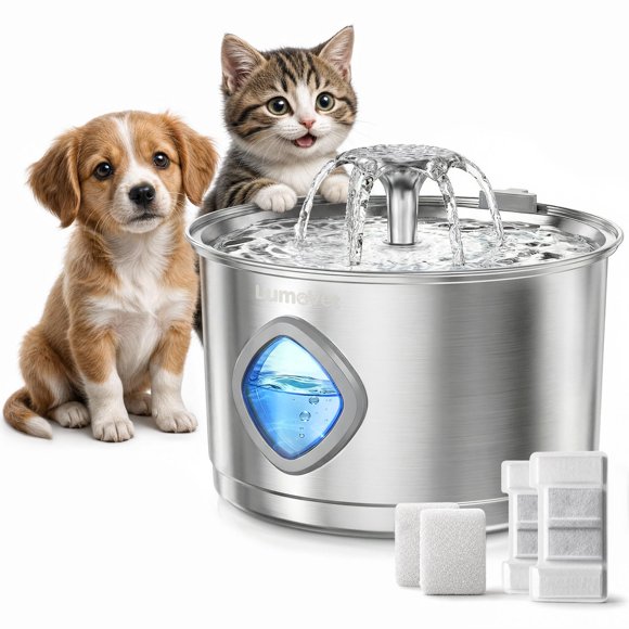 Fuente de agua para gatos Lumovet 2,8 L acero inoxidable silenciosa