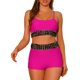 thumbnail image 1 of Conjuntos de Bikini de Mujer en Contraste de Color 2 Piezas de Cintura Alta Cuello Redondo Traje de Baño Pequeño Rojo Rosado, 1 of 5