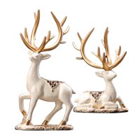 Magideal - Estatua De Reno, Adornos De Escultura De Alce, Estatua De Animal Moderna, Figuritas De Ciervos Para Dormitorio, Oficina, Armario, Decoración De Estant