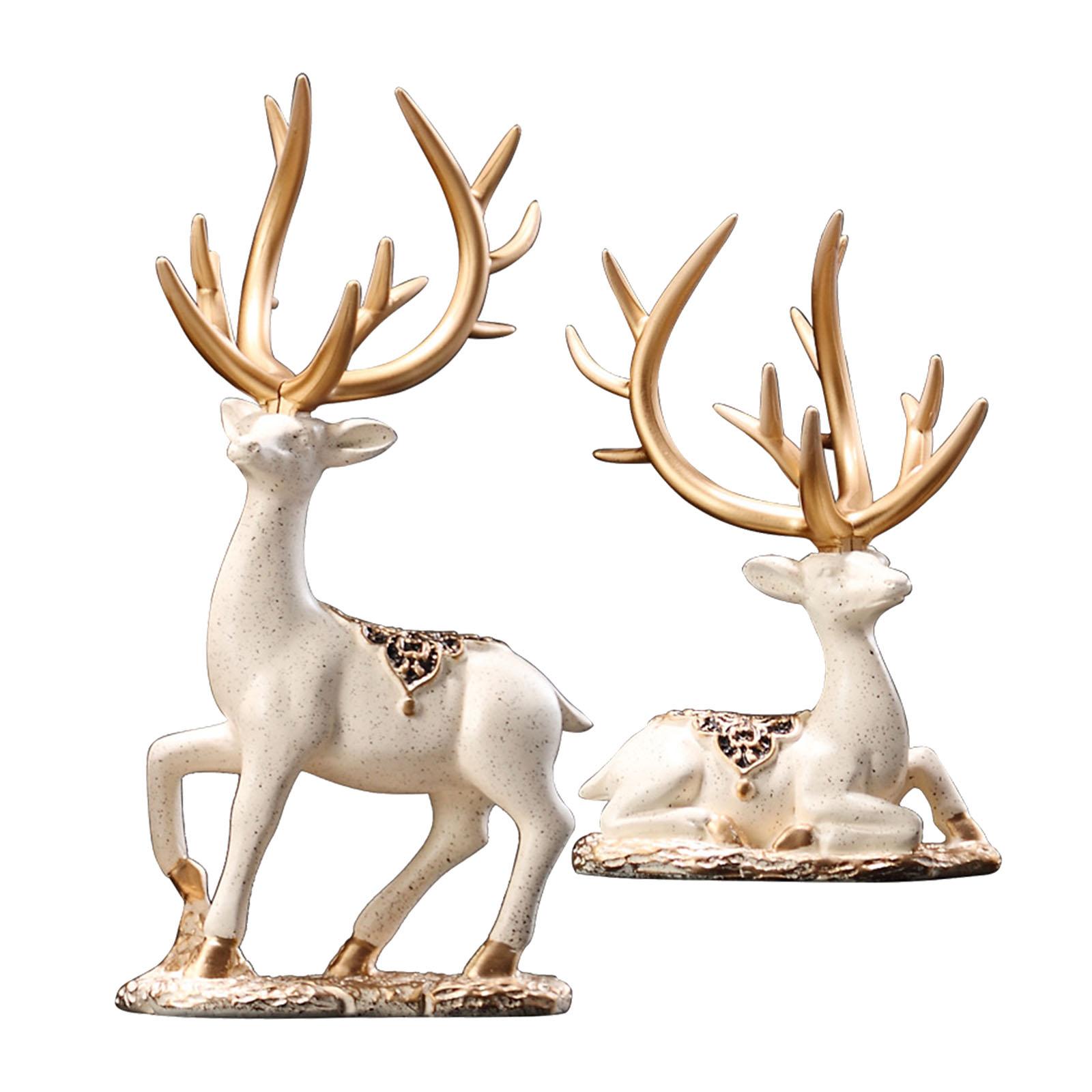 Magideal - Estatua De Reno, Adornos De Escultura De Alce, Estatua De Animal Moderna, Figuritas De Ciervos Para Dormitorio, Oficina, Armario, Decoración De Estant