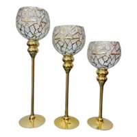 Genérico - Set 3 Portavelas Copa Lujo Escultural Evento Centro Mesa Jhn