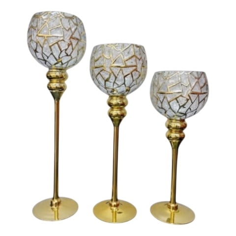 Genérico - Set 3 Portavelas Copa Lujo Escultural Evento Centro Mesa Jhn